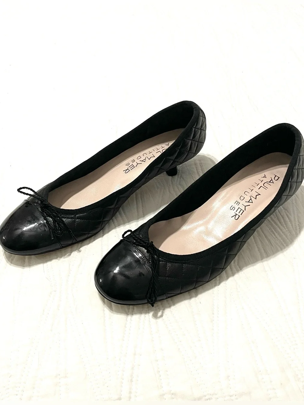 Paul Mayer Attitude Patent Leather Kitten Heel Pumps